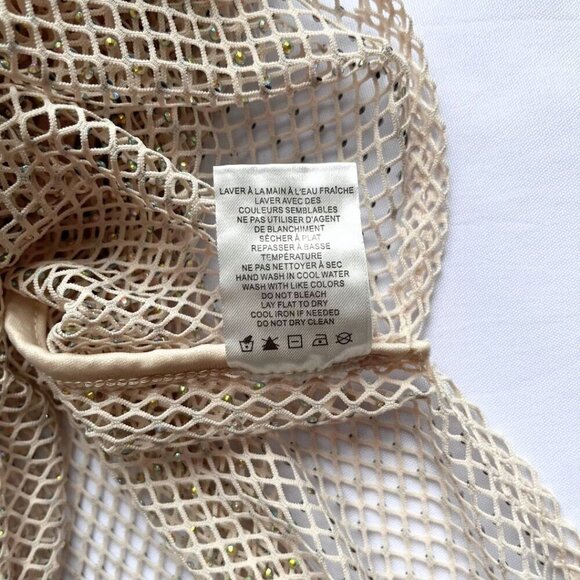 NWT HOUSE OF HARLOW CREAM SLEEVELESS MESH CRYSTAL RHINESTONE PARTY DRESS - XS - Picture 16 of 16